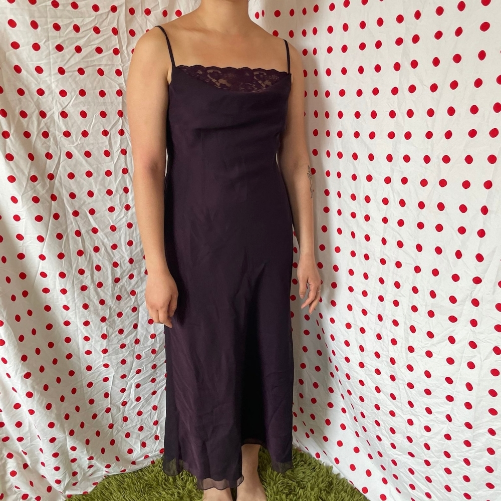 dkny purple spaghetti strap dress